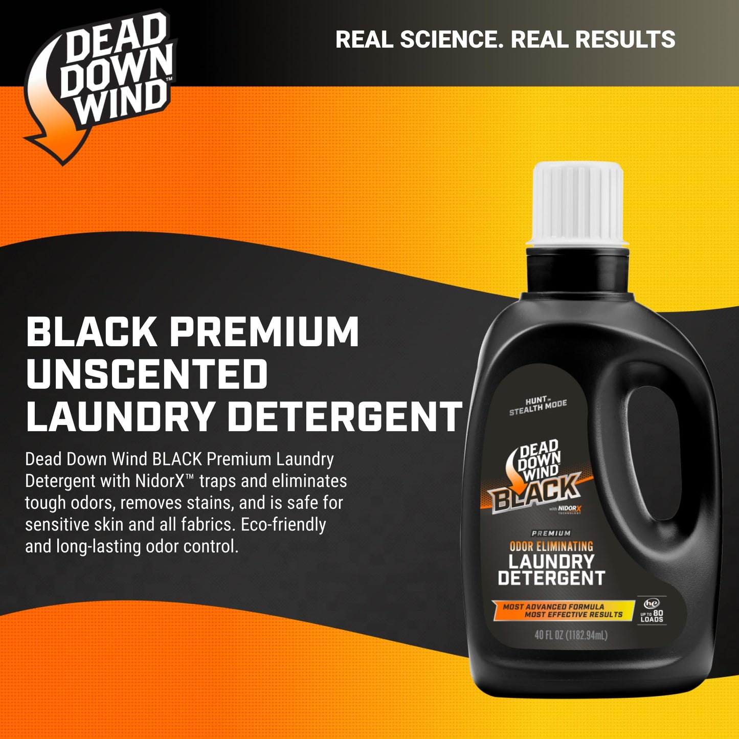DEAD DOWN WIND BLACK Premium Unscented Laundry Detergent (40 Oz) - Scent Eliminating Liquid Detergent for Clothing and Gear - Durable Hunting Scent