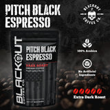 Blackout Coffee Pitch Black Espresso Whole Bean Coffee - Extra Dark Roast, European-Style, Powerfully Bold - Freshly Roasted 12oz Bag.