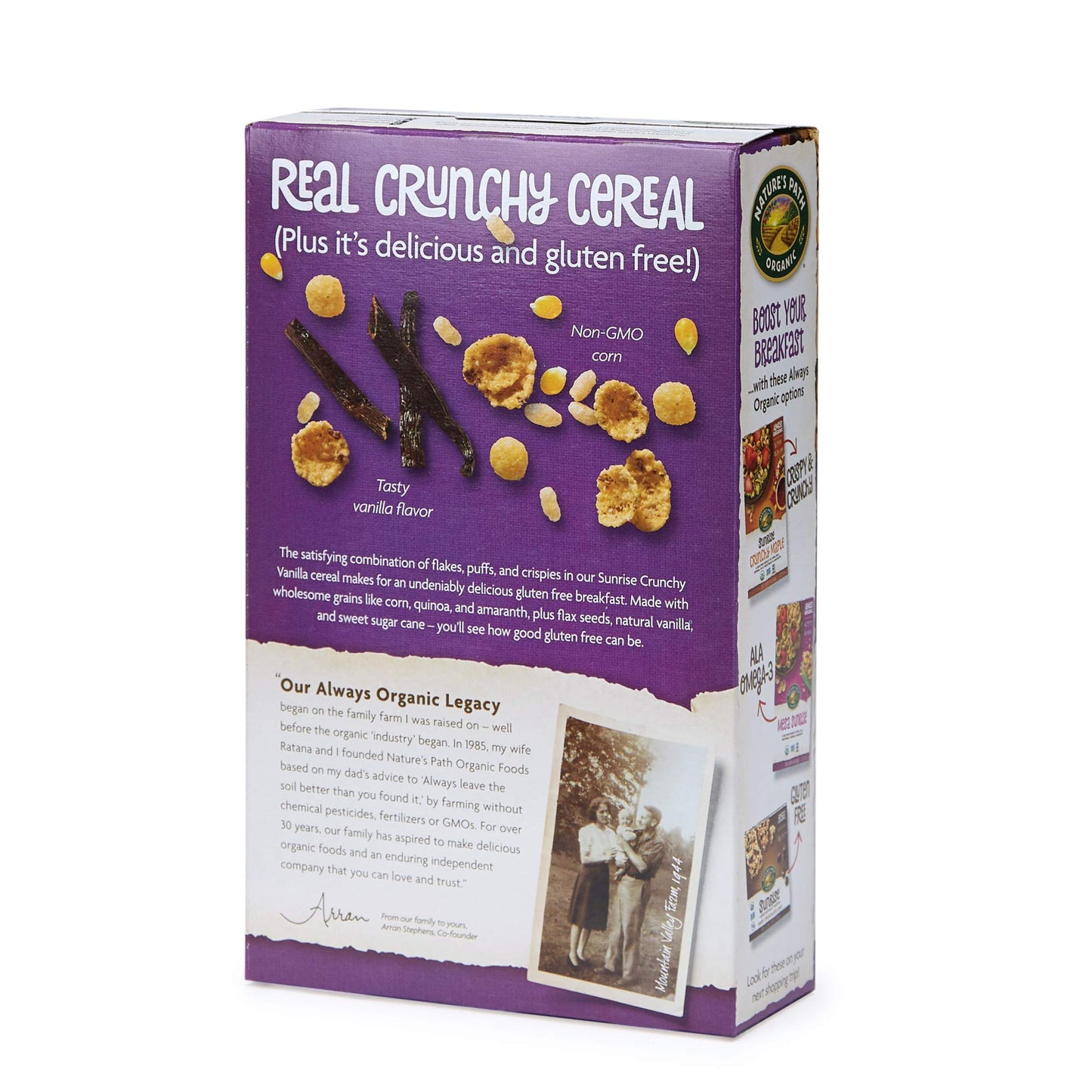 Nature's Path Organic Gluten Free Sunrise Crunchy Vanilla Cereal, 10.6 Ounce (Pack of 4), Non-GMO, 15g Whole Grains, 4g Fiber