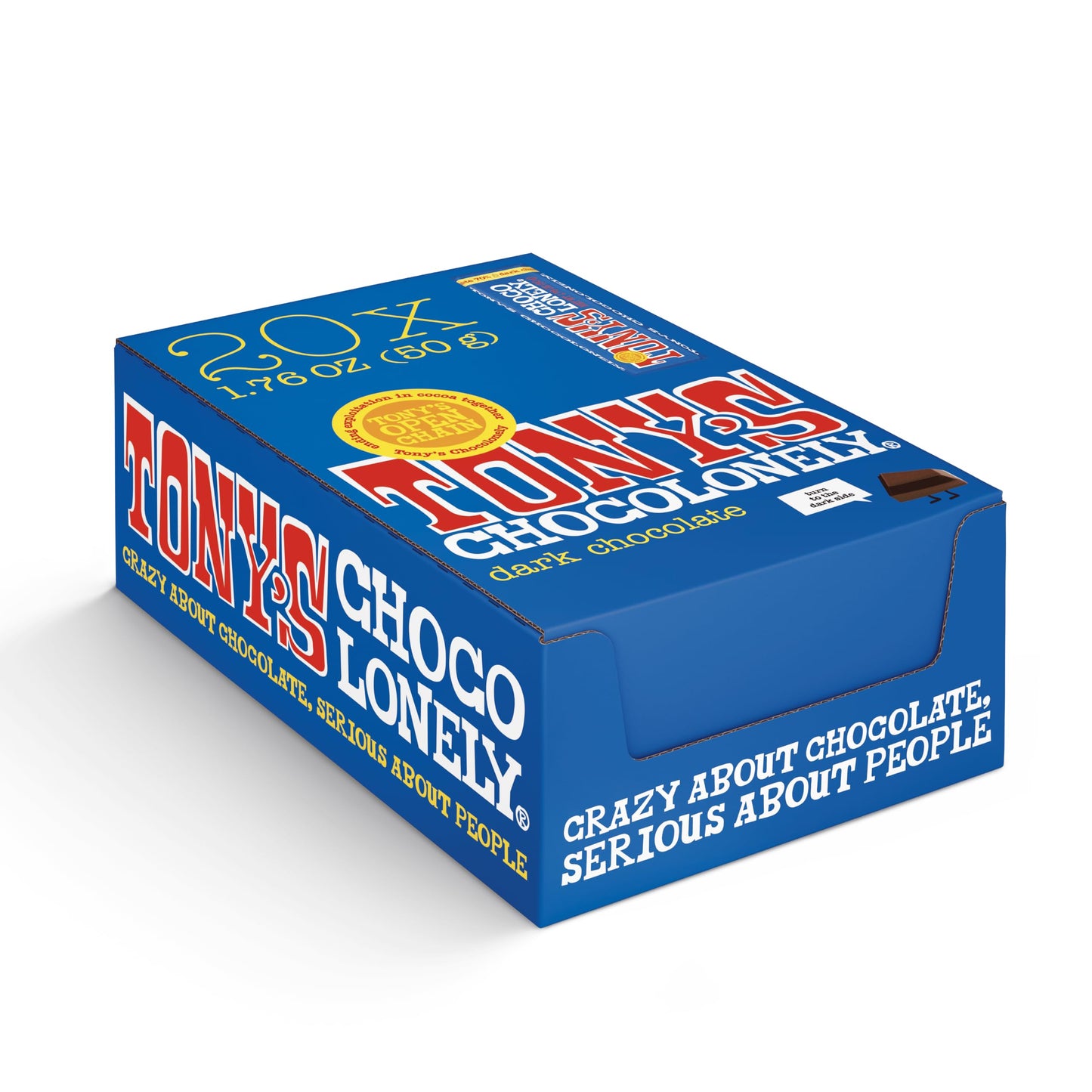 Tony’s Chocolonely Belgian Dark Chocolate Candy Bar, Pure Chocolate Bars for Snacks, Party Favors, Gifts, or Gift Basket, Vegan, 70% Cacao, Made From