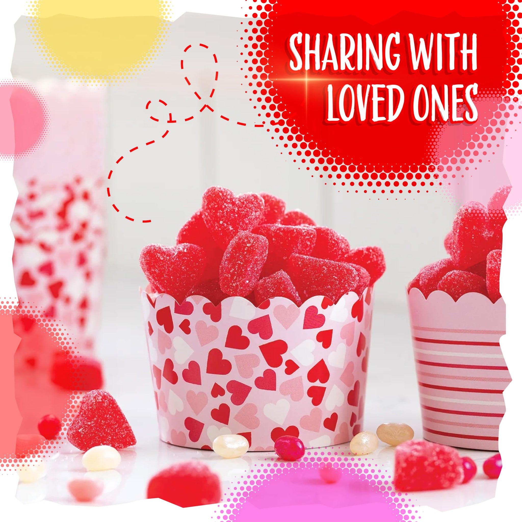 Candy Hearts | 2-Pound Bag | Cherry Hearts Jelly Candy | Gelatin Free Cherry Jellies for Buffets, Party Favors, Gifting & Snacking | Nostalgic Chewy