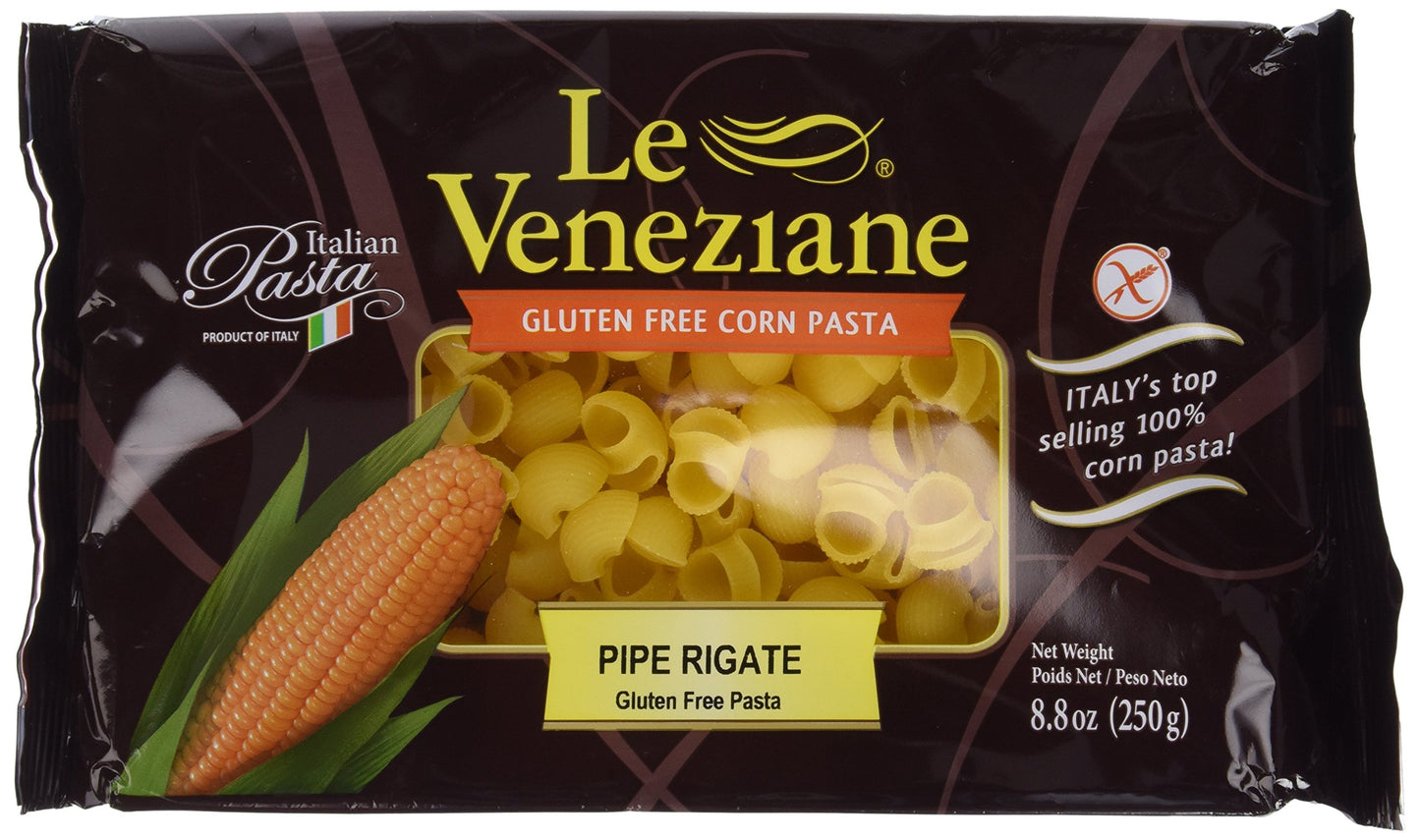 Le Veneziane Italian Gluten Free Corn Pasta Pipe Rigate 250