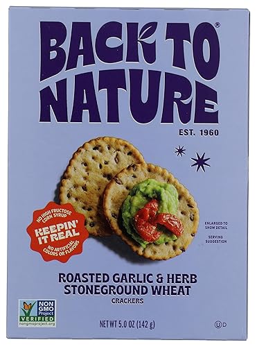 Back To Nature Roasted Garlic & Herb Stoneground Wheat Crackers, 5 Oz