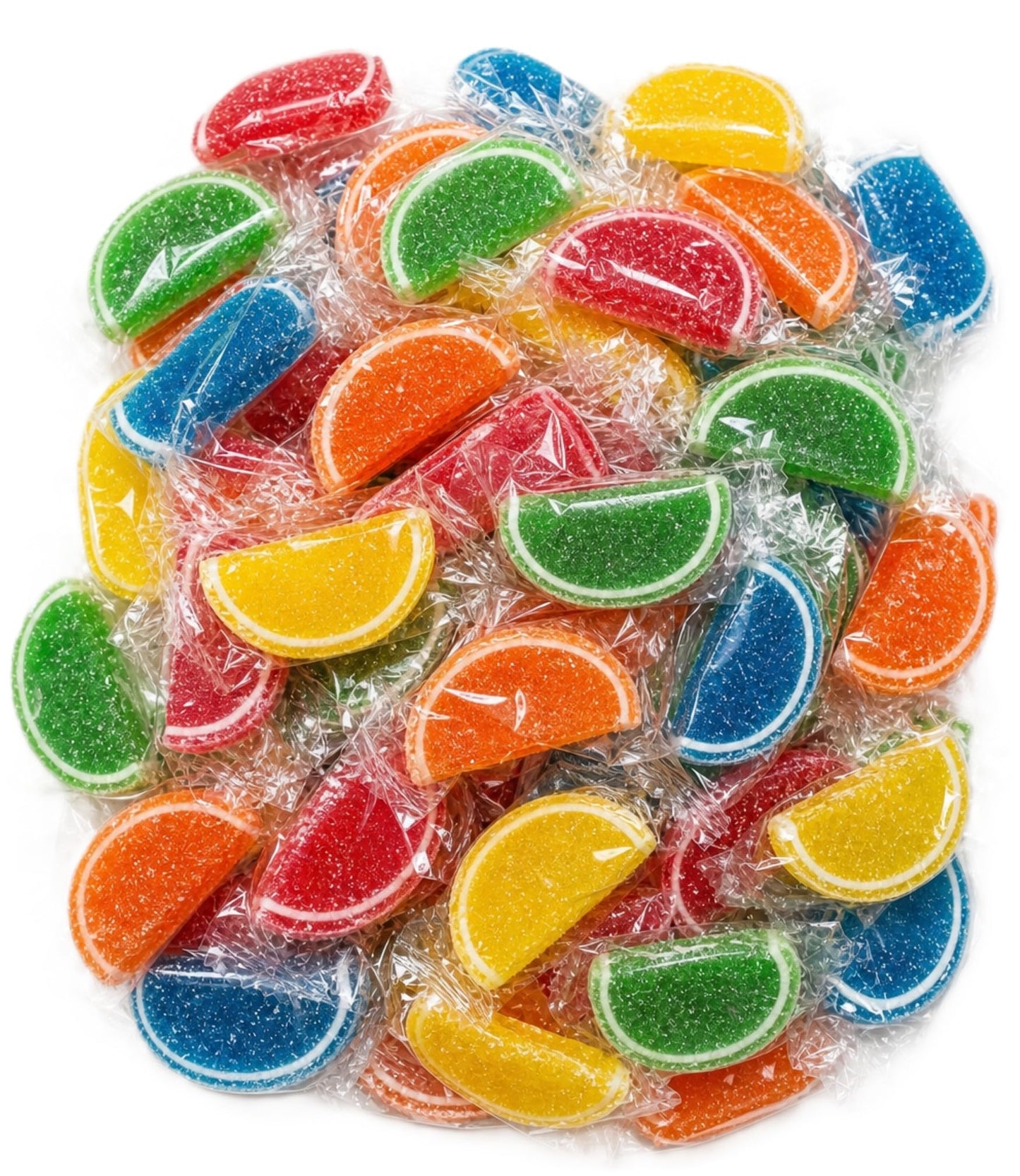 Jelly Fruit Slices Candy - 1 lb Bulk Bag of Individually Wrapped Orange Watermelon Cherry Blue Raspberry Lemon Lime Soft Chewy Sugar?Coated Fruity