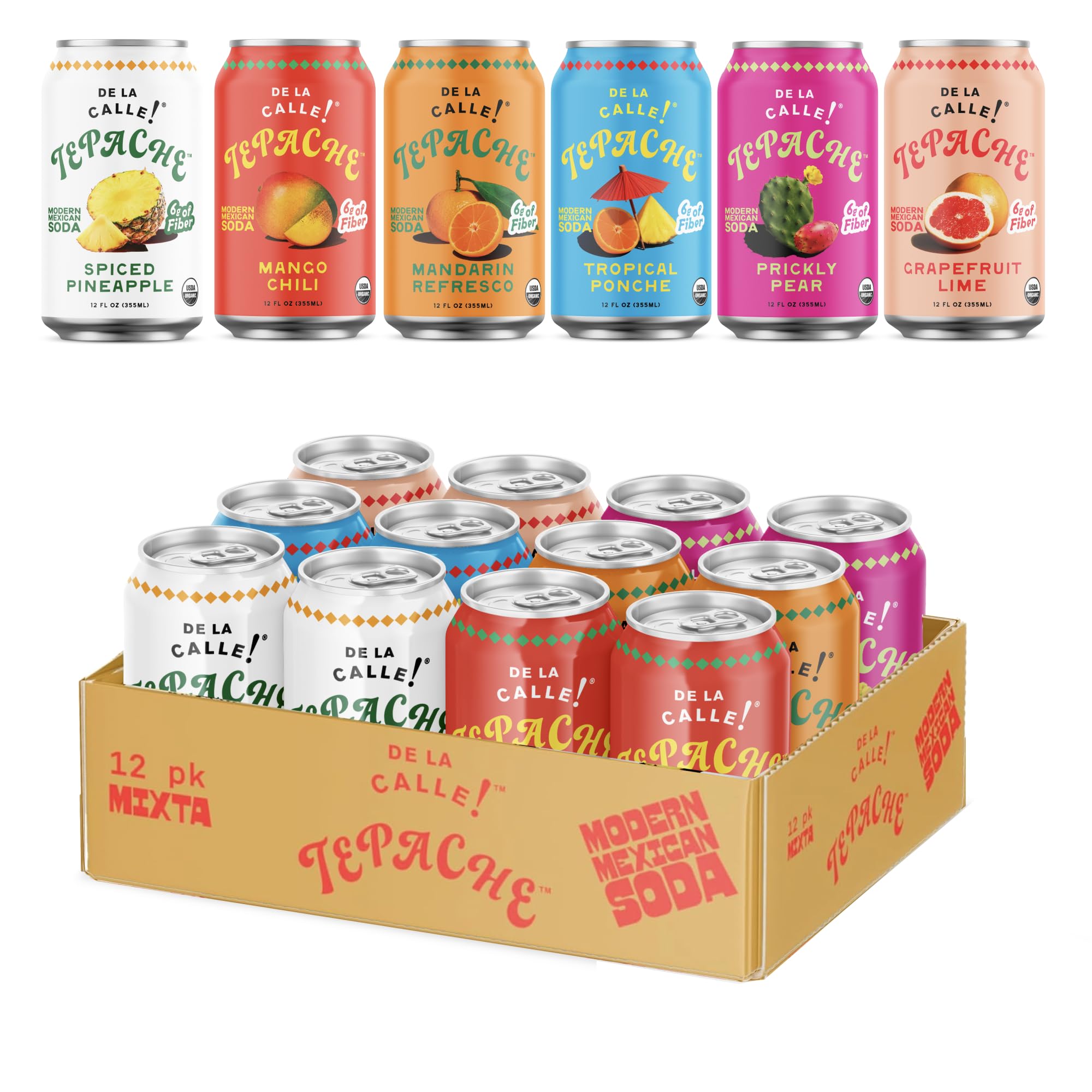 De La Calle Tepache - Mixta Variety Pack - Modern Mexican Soda - Craft Fermented Pineapple Sparkling Beverage - Certified Organic, Non-Alcoholic