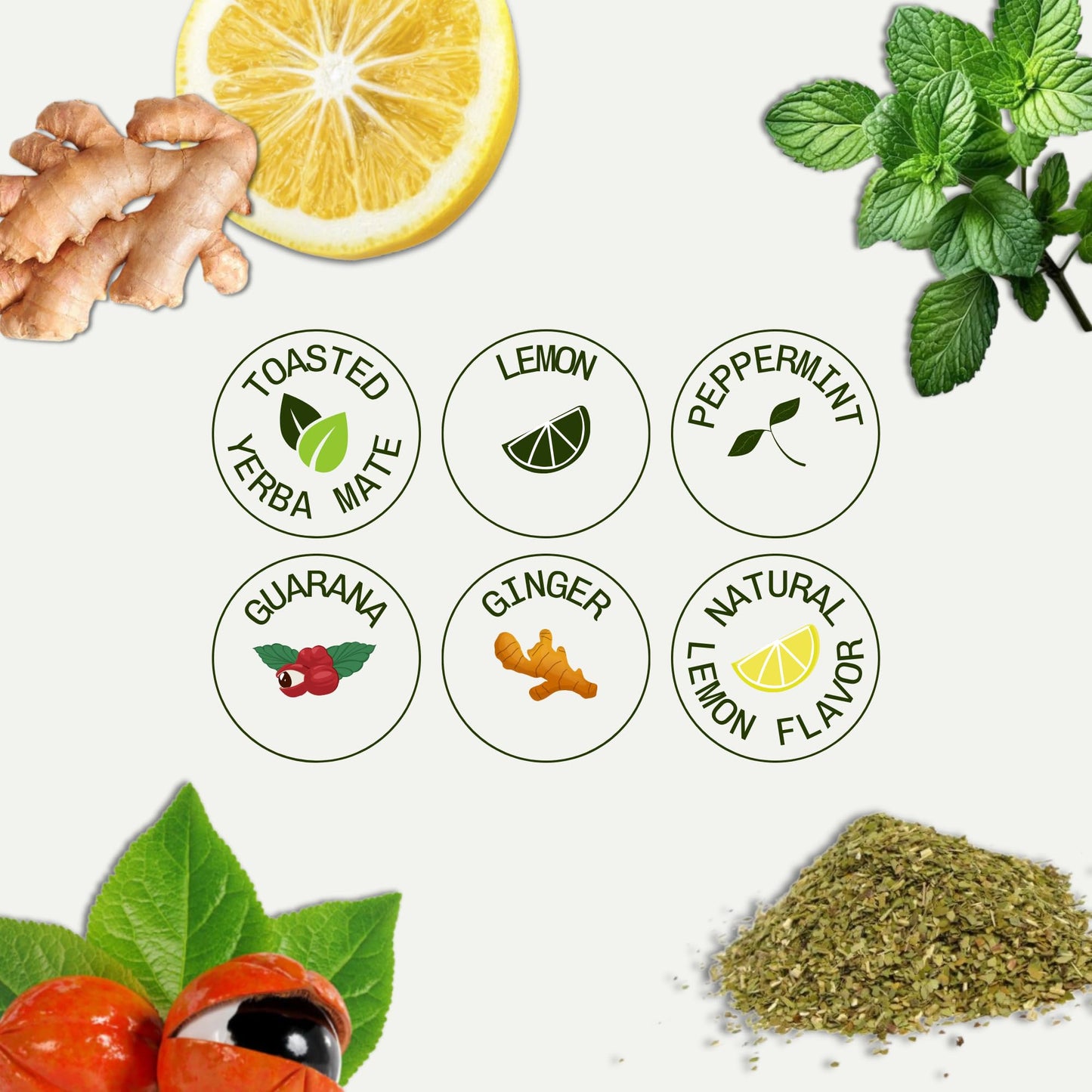 Kura Klub Yerba Mate Energy Glow Tea - Premium Energy Herbal Tea with Guarana, Ginger & Peppermint for Digestion, Gut Health & Satiety - Jitter-Free