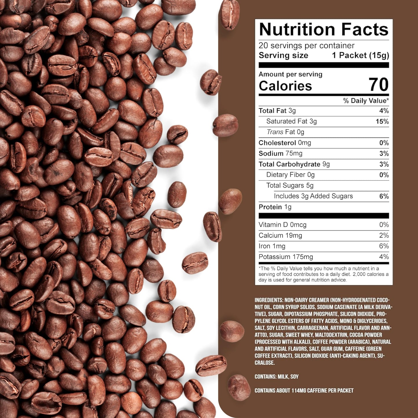 The Frozen Bean Mocha Frappe & Latte Instant Mix (20 Sticks), Made with Arabica Coffee, Double Shot Caffeine, Low Sugar & Premium Ingredients, Hot