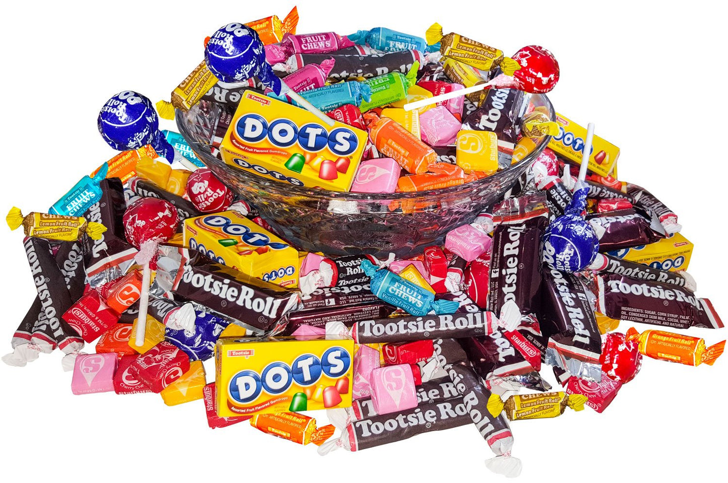 Assortit Fruit & Chocolate Candy Mix - Tootsie Roll Fruit Chews, Chocolate Midgees, Starburst, Dots & Pops Variety, 9.5 Lb Bulk Pack, Individually