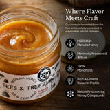 Bees & Trees Manuka Honey 350+ MGO - Raw, Pure New Zealand Monofloral Honey - Unpasteurized & Minimally Filtered - Ideal for Tea, Coffee, Dressings