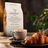 Lifeboost French Vanilla Cognition Mushroom Coffee - Low Acid Medium Organic Coffee with Nootropic Lions Mane & Chaga Mushrooms - Increase Energy