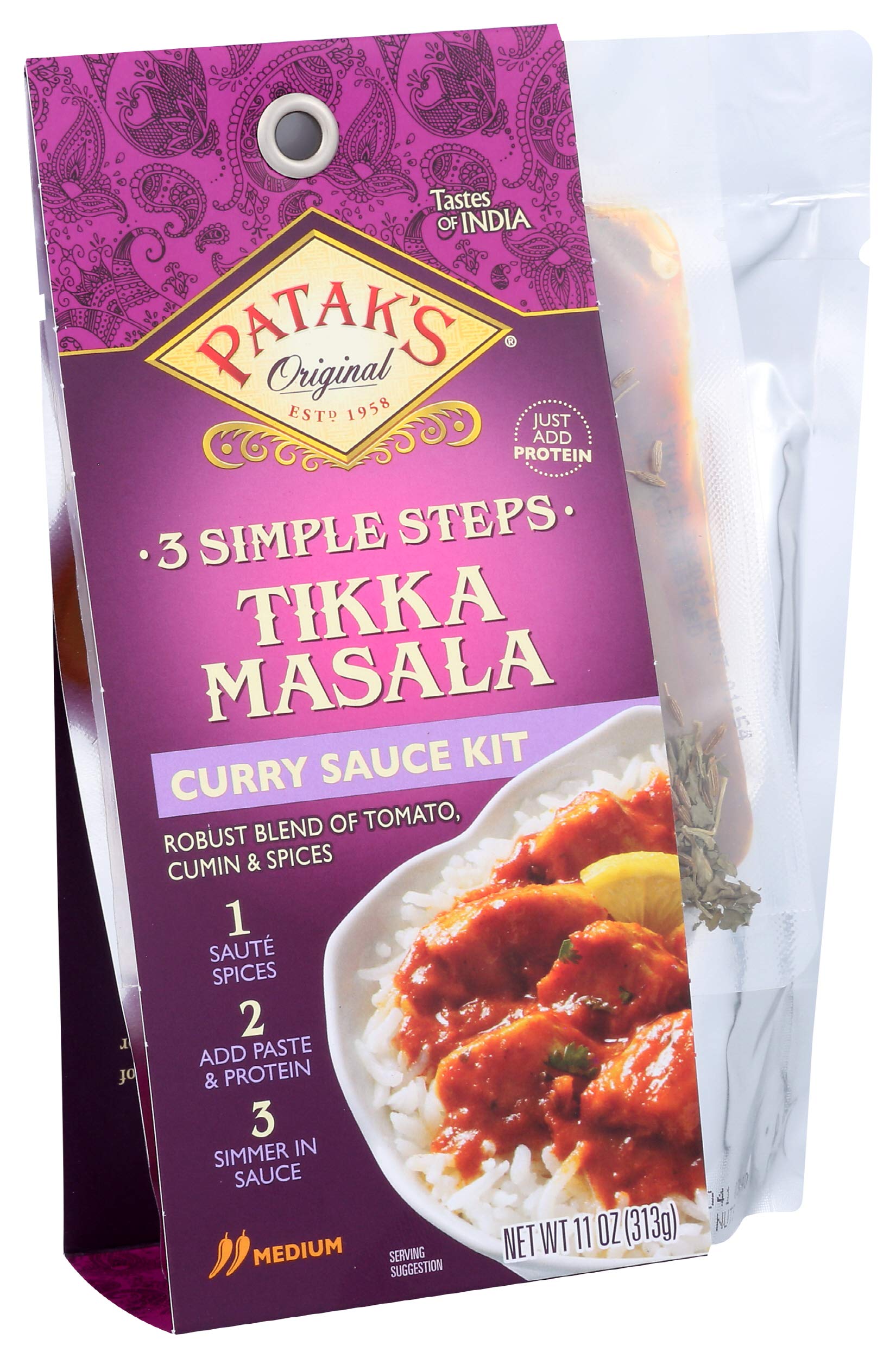 Patak's Tikka Masala Curry Sauce Kit 3-Step, 11 Fl Oz