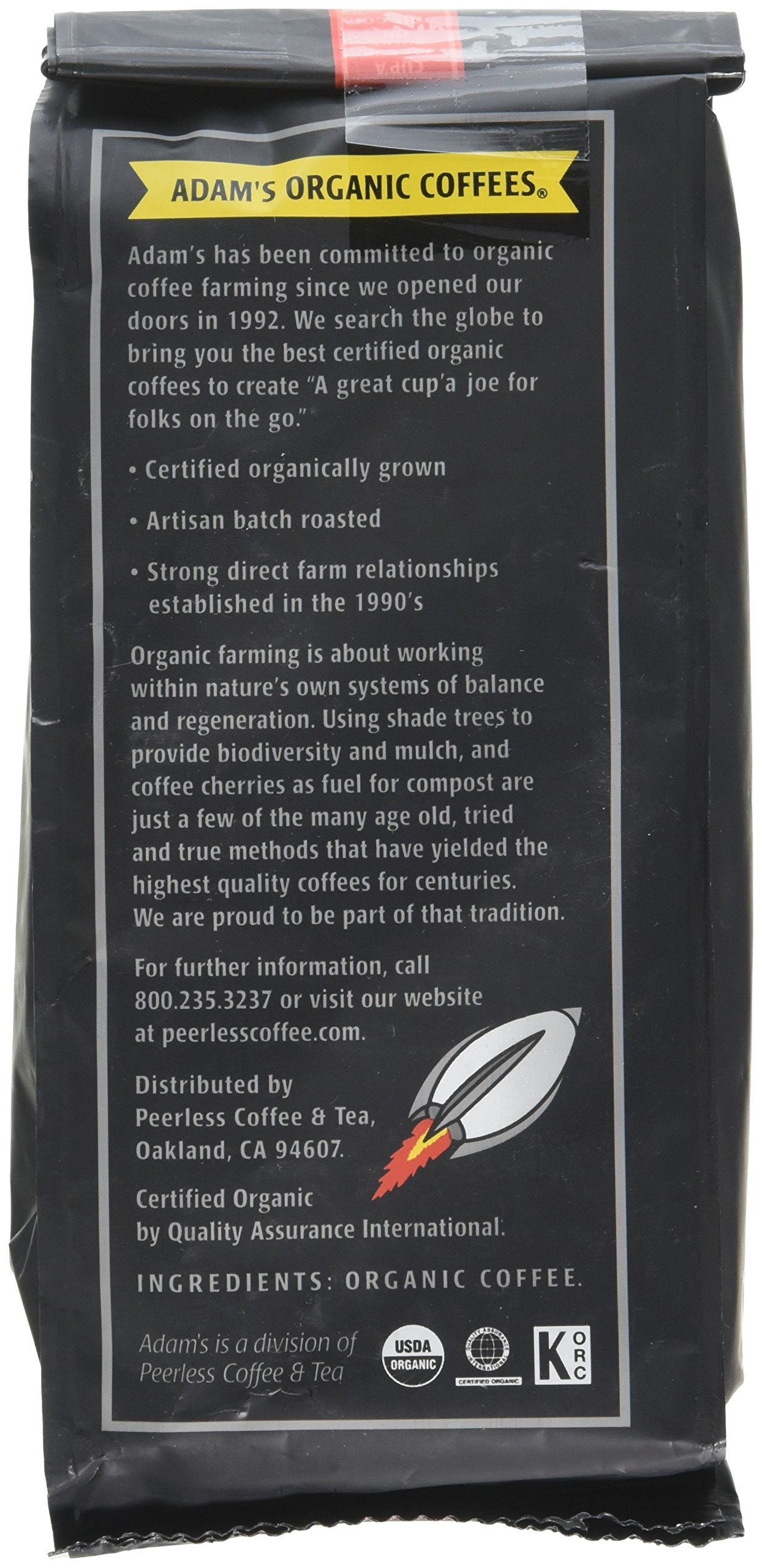 Adam's Organic Coffee, Rocket Espresso, 10 Ounce