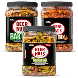 BEER NUTS Variety Pack, Habanero Bar Mix, 12oz Cantina Mix with Twang, 12oz Bar Mix w/Wasabi, nack Bulk Bundle Resealable Jars (12oz each, Pack of 3)