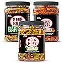 BEER NUTS Variety Pack, Habanero Bar Mix, 12oz Cantina Mix with Twang, 12oz Bar Mix w/Wasabi, nack Bulk Bundle Resealable Jars (12oz each, Pack of 3)