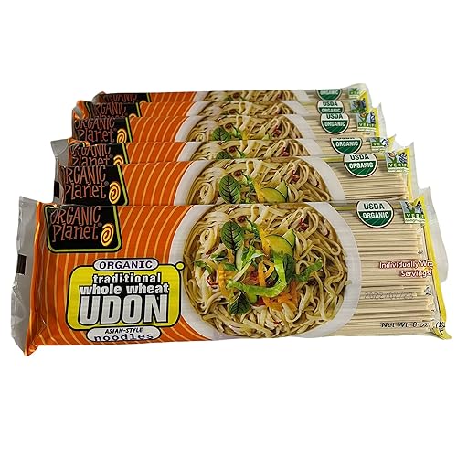 Organic Planet Udon Noodles, Whole Wheat Asian Pasta, Non-GMO, 8 oz (6 pack)