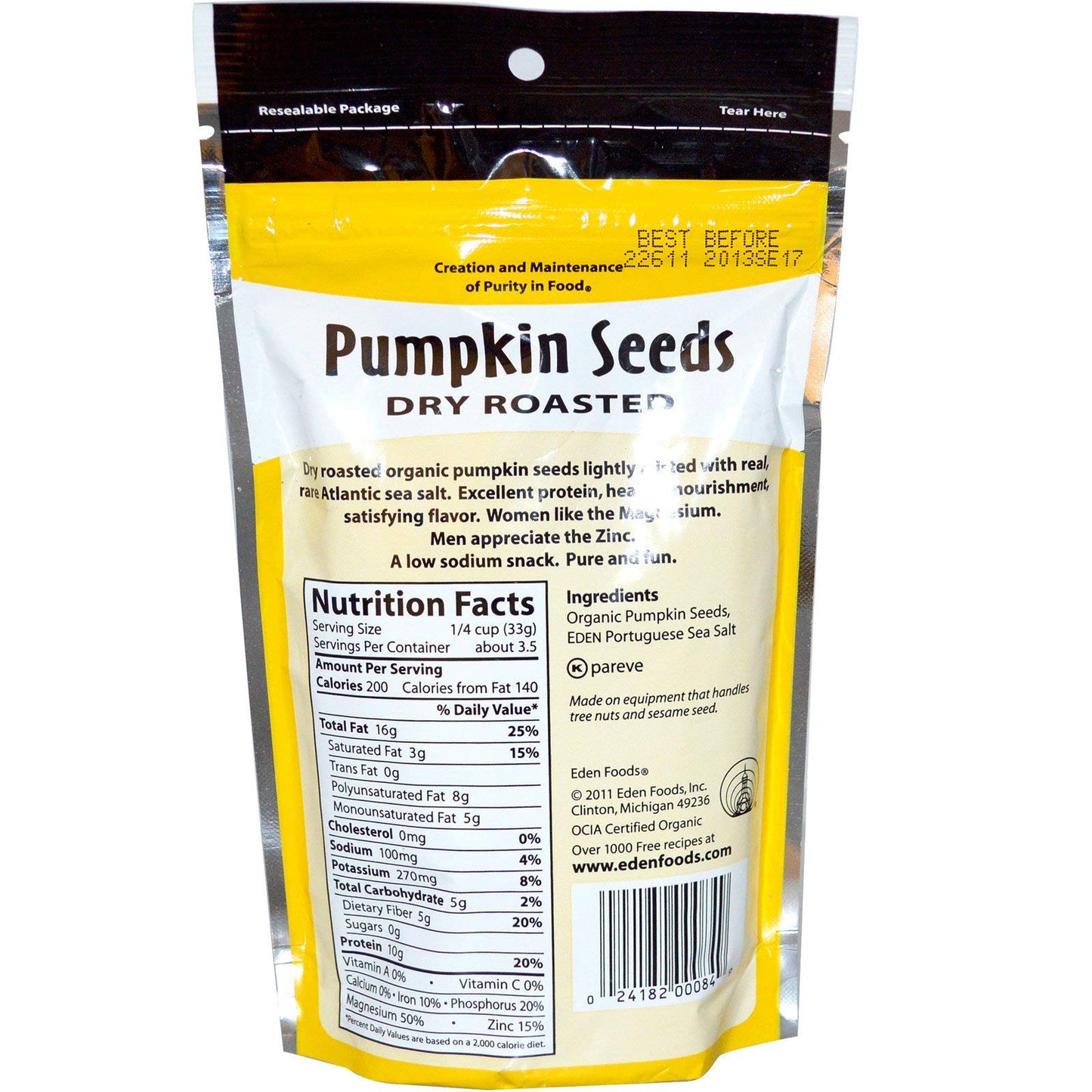 Eden Foods Organic Pumpkin Seeds, 4 OZ