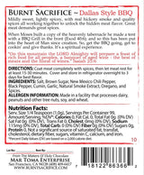 Burnt Sacrifice Dallas Style Gourmet Spicy BBQ Spice Dry Rub Seasonings (10 Ounce Bag Makes Over 24 Lbs) Brisket Roasts Tri tip Chicken Wings Lamb
