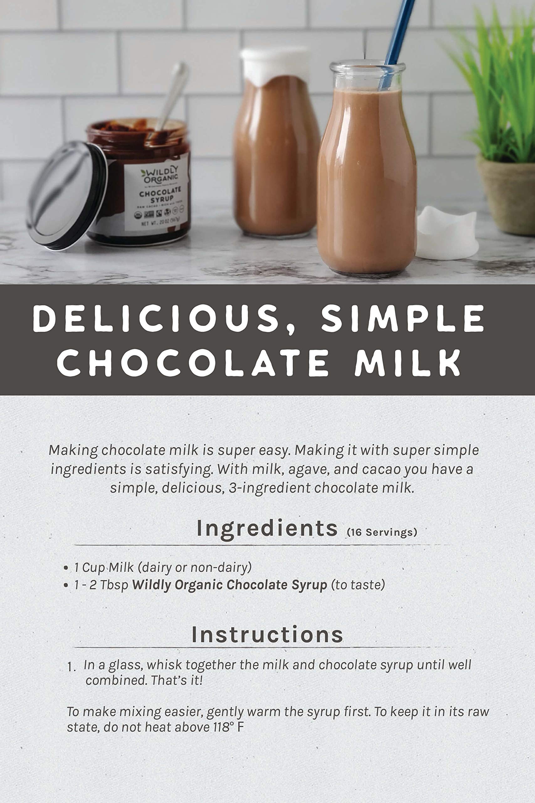 Wildly Organic Chocolate Syrup 20 Oz - Organic, Dairy-Free, Fair Trade, Non-GMO, Kosher, Vegan, Premium Rich Chocolate Flavor - Perfect for Ice Cream