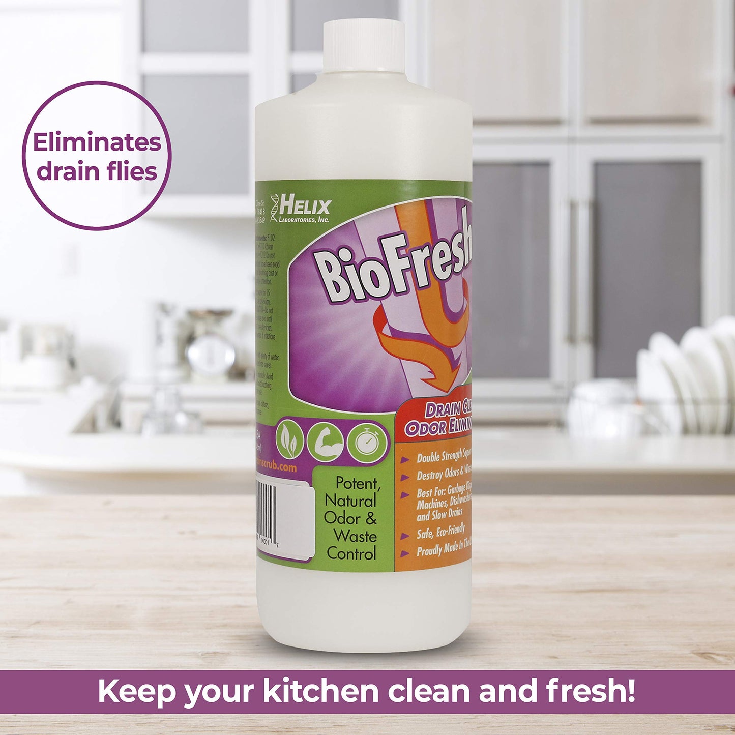 Enzyme Drain Cleaner & Deodorizer for Sink Drain, Showers, Septic Systems, Bathroom & Kitchen - Smell Remover for Fruit Fly Garbage Disposals