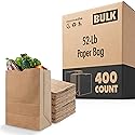 Stock Your Home 52 lb Brown Paper Bags (400 Count) - Bulk Large Grocery Bags for Shopping