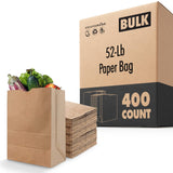 Stock Your Home 52 lb Brown Paper Bags (400 Count) - Bulk Large Grocery Bags for Shopping