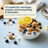 Rooted Living Blueberry Lemon Granola, 8 Oz, Organic Rolled Oats and Sweetened with Maple Syrup, Healthy Vegan Snack, Topping, or Breakfast, Plant