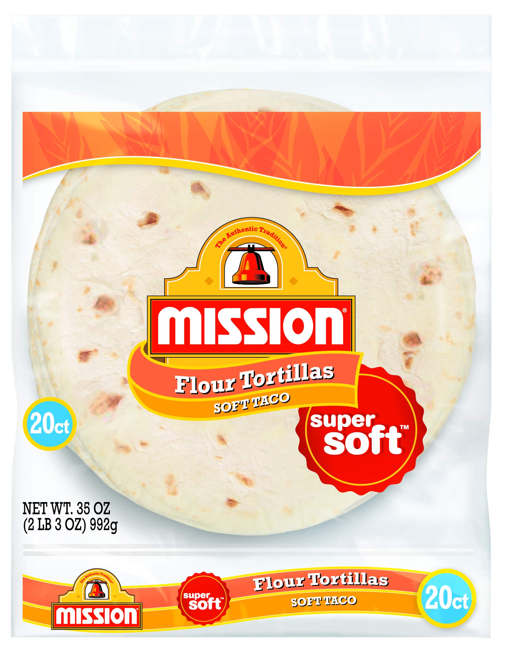 Mission Soft Taco Flour Tortillas 8" - 2 Packs of 20 by ValorServe - 40 Super Soft Tortillas with ValorServe Quesadilla Spatula