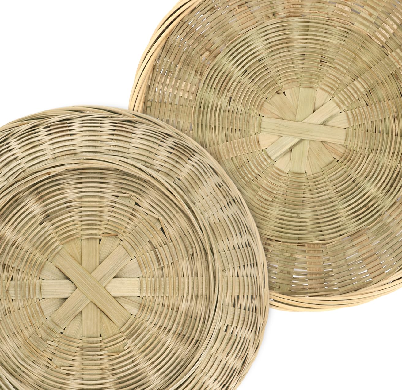 GNIEMCKIN 5 PCS 9.8 inch Bamboo Paper Plate Holder, Hand Weave wicker plate holders for Parties, Picnic, and Barbecue, Reusable.