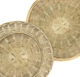 GNIEMCKIN 5 PCS 9.8 inch Bamboo Paper Plate Holder, Hand Weave wicker plate holders for Parties, Picnic, and Barbecue, Reusable.