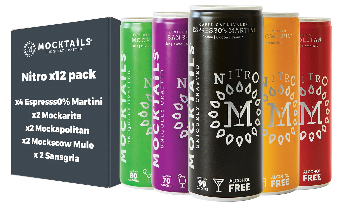 Mocktails Uniquely Crafted Alcohol Free | Award Winning Variety Pack Nitro Slim Cans | Non-Alcoholic Cocktail, Low Calorie, Non-GMO, Vegan Alternative