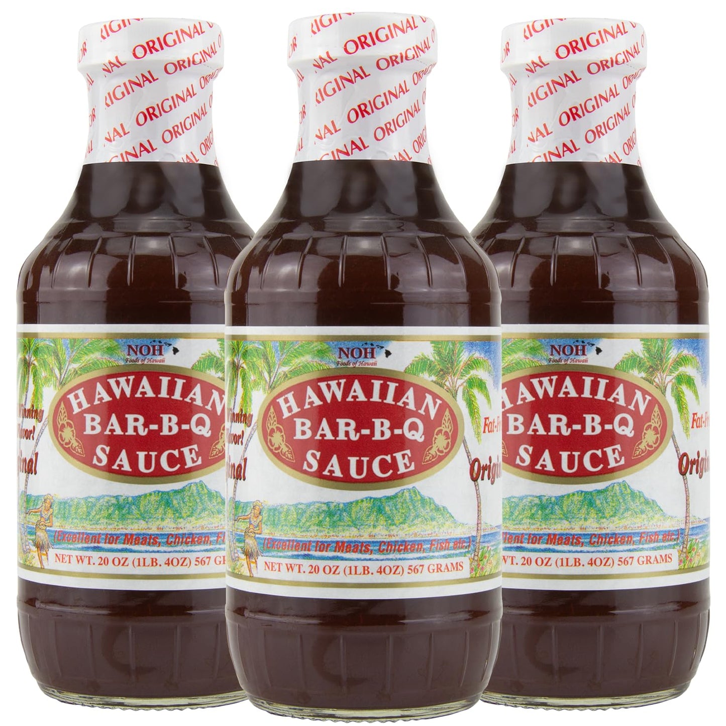 NOH Hawaiian Barbecue Sauce, 20 oz (Pack of 3) - Original Hawaiian BBQ Sauce, Ideal for Barbecue Chicken, Ribs, Steak, Seafood, Stir-Fry & More
