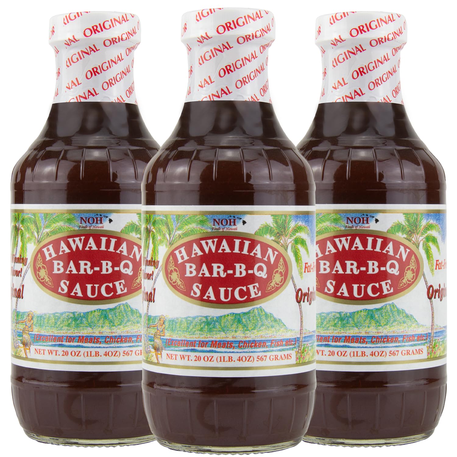 NOH Hawaiian Barbecue Sauce, 20 oz (Pack of 3) - Original Hawaiian BBQ Sauce, Ideal for Barbecue Chicken, Ribs, Steak, Seafood, Stir-Fry & More