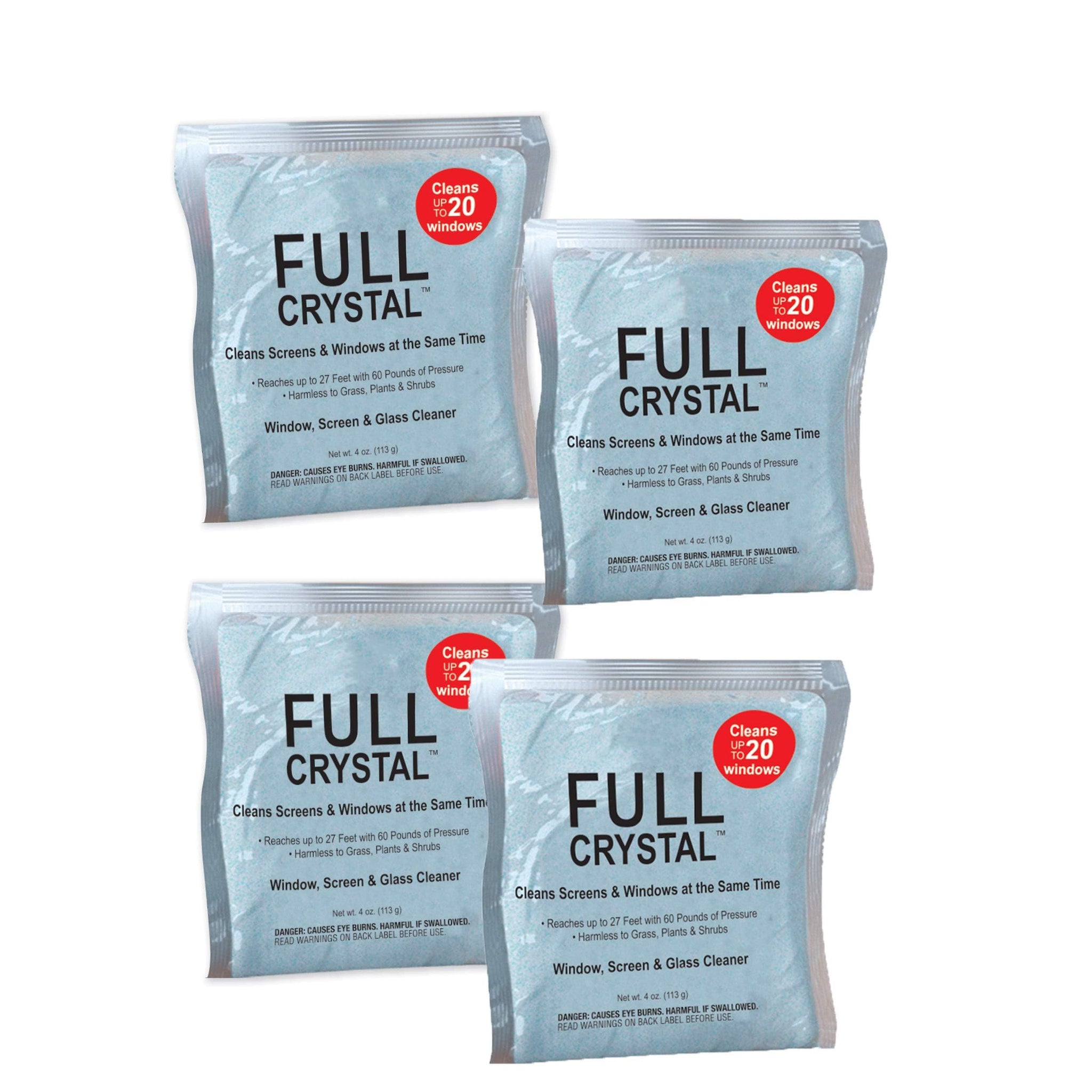 Full Crystal Refill Kit - 1 lb Crystal Powder Exterior Window Cleaner for Glass and Screens, Equivalent to 4 oz Bags Making Up to 640 fl oz Each