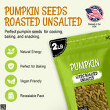 Oh! Nuts Pumpkin Seeds - Roasted Unsalted - 2 lb - No Shell Pepitas - Packed in New York Zip-Seal Bag for Exceptional Freshness
