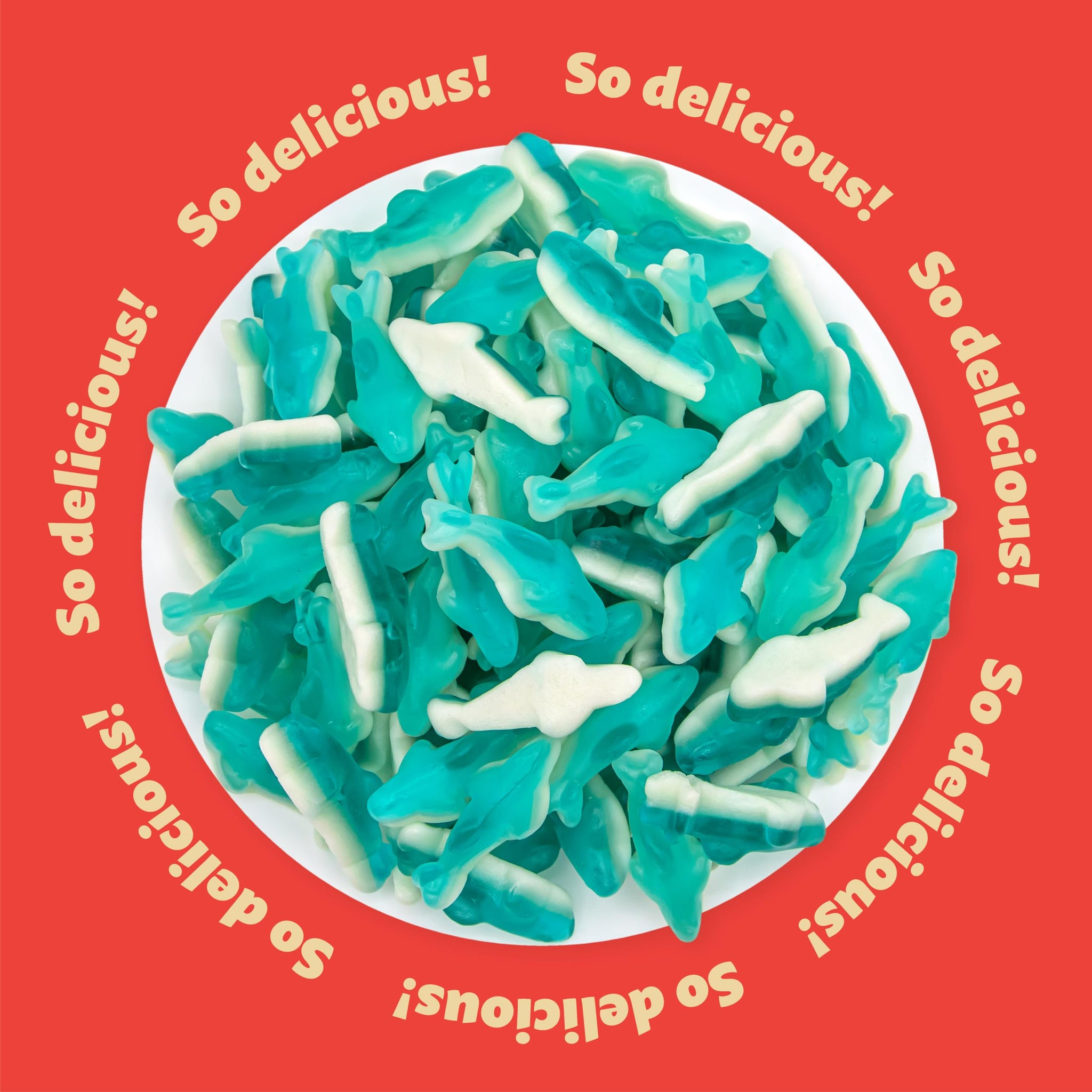 Blue Gummy Sharks | 1-Pound Bag | Dye Free Candy | Shark Gummies for Parties, Buffets, and Goodie Bags | Gummy Fish with Blue Raspberry Flavor | Chewy
