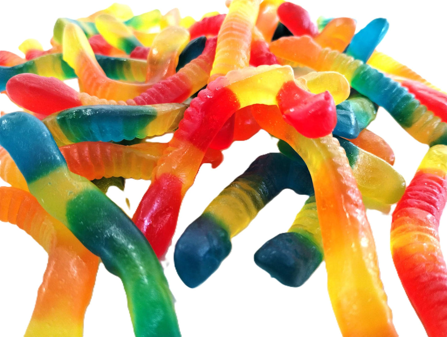 Sugar Free Gummy Worms - 1 lb of Fresh Delicious Red Yellow Blue Fruit Flavored Chewy Snack