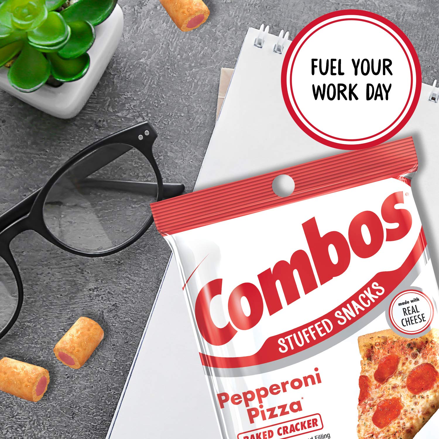 COMBOS Pepperoni Pizza Cracker Baked Snacks 6.3-Ounce Bag