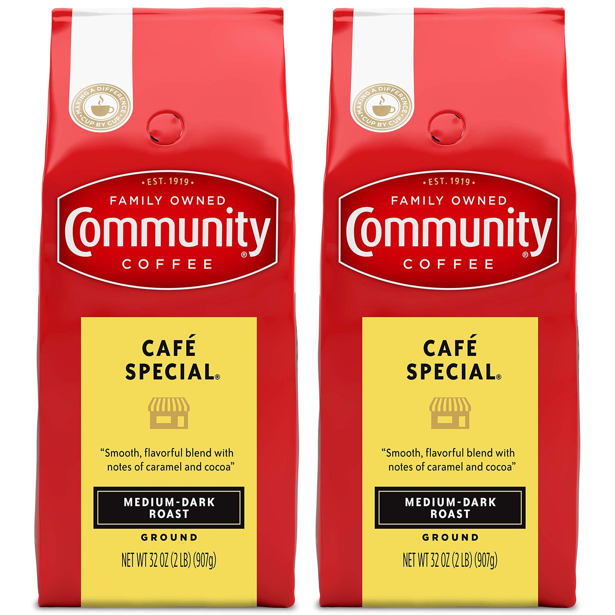 Community Coffee Cafe Special Ground Coffee, Medium Dark Roast, 64 Ounces (32 Ounce Bag-Pack of 2)