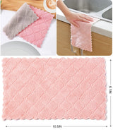 12 Pack Kitchen Towels Quick Dry Washcloths, Coral Velvet Dishtowels Multipurpose Reusable Cloths, Soft Tea Absorbent Cleaning Cloths Double-Sided