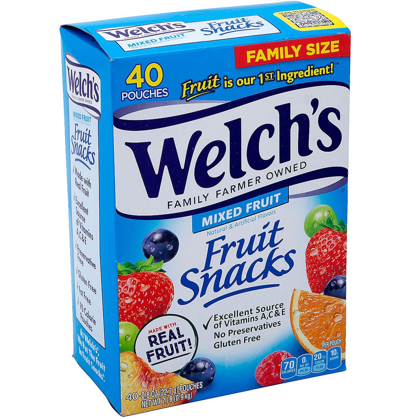 Welch's Fruit Snacks, Assorted Fruit Flavors, 40 Count - Gluten-Free Mini Pouches for Lunchboxes, Parties, and On-the-Go Snacking