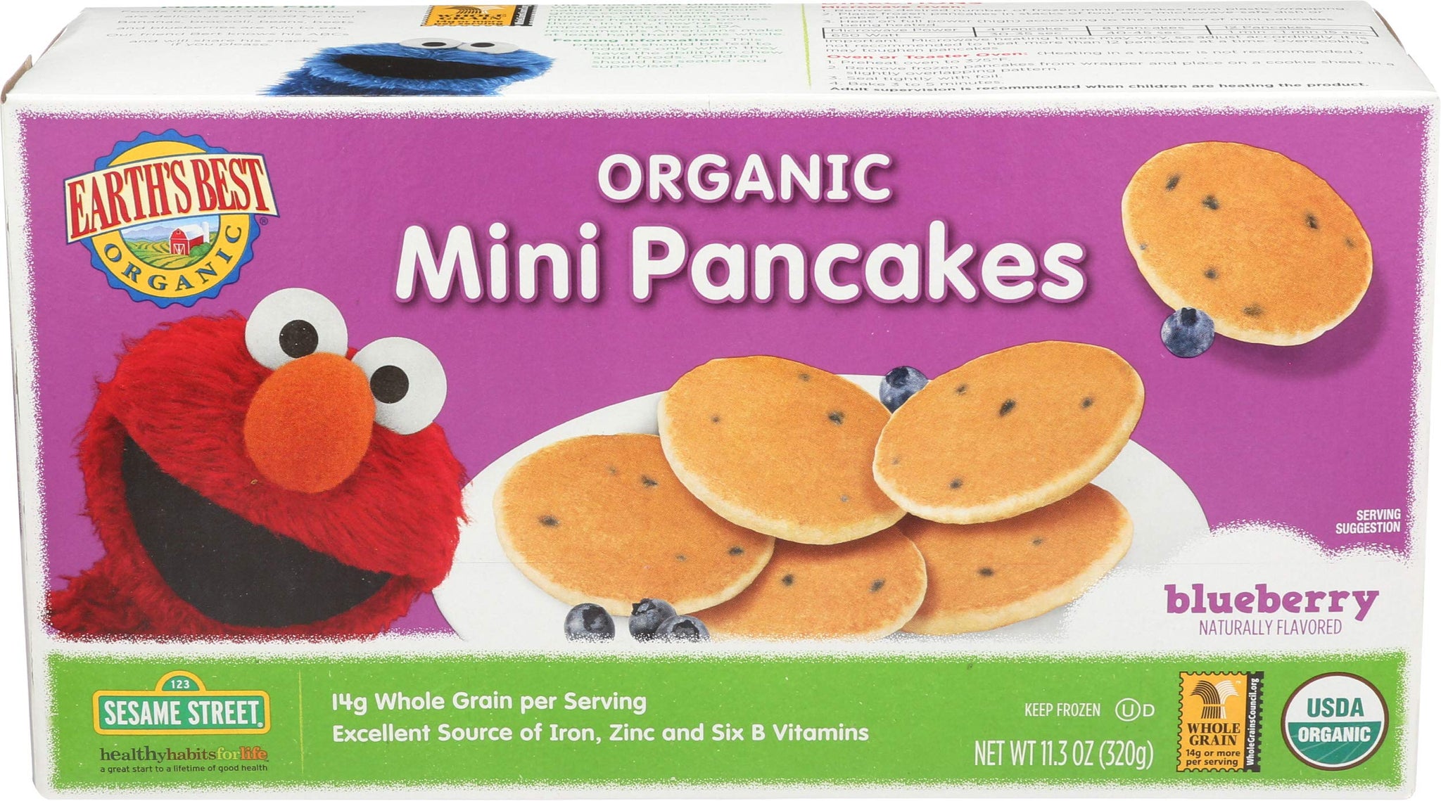 Earth's Best Organic Sesame Street Mini Blueberry Pancakes, 11.3 oz. Box