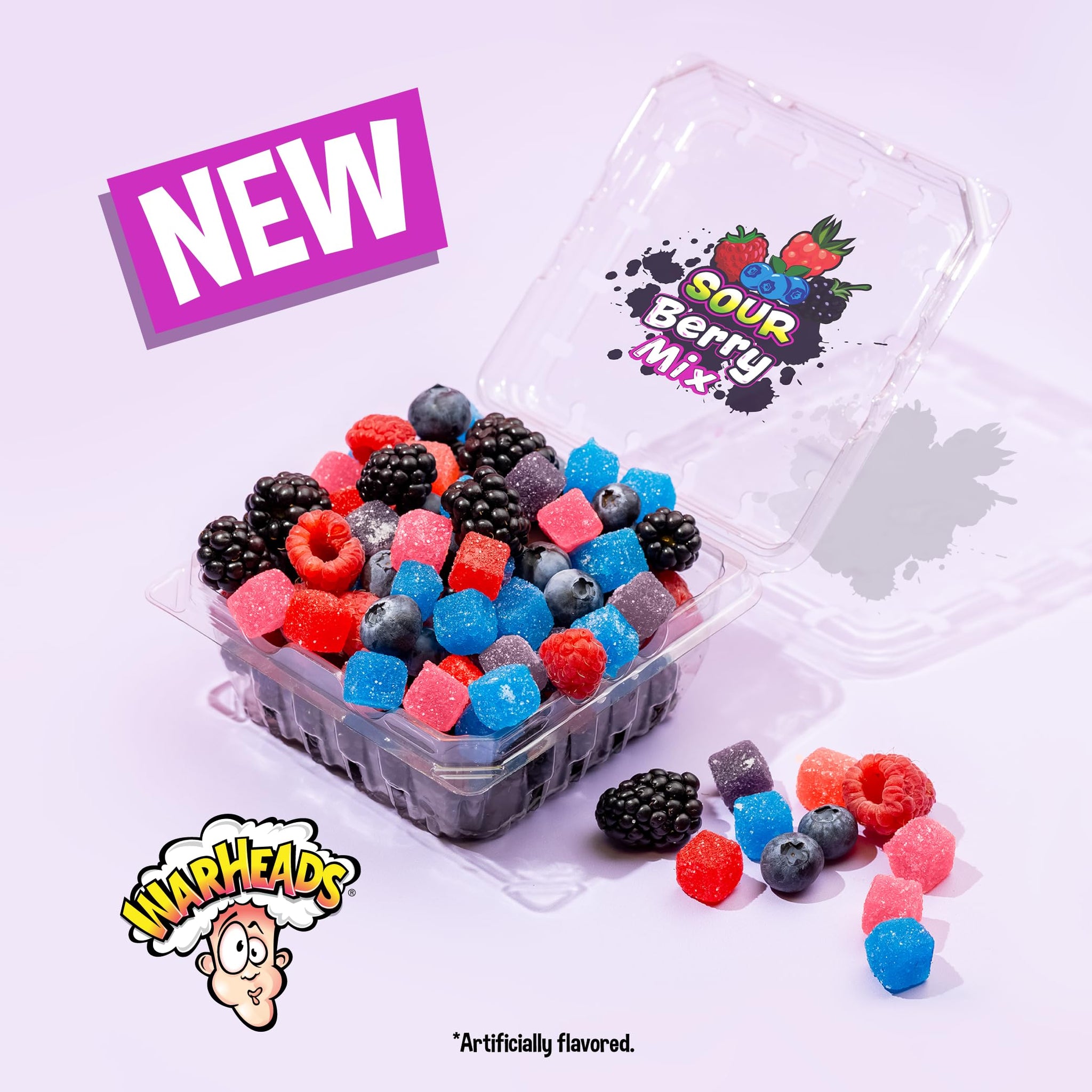 WARHEADS Berry Cubes - Sour, Sweet Berry Mix - Wildberry, Cloudberry, Blueberry, & Sourberry Flavors - 3.5 oz. Theater Boxes - 2 Pack