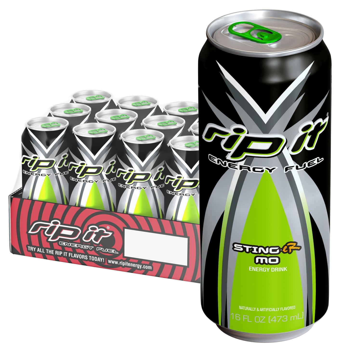 Rip-It Energy Drink | Sting-Er Mo | Tropical Fruit Flavor | 12-Pack (16oz Cans) | 160mg Caffeine | Smooth Finish | Ignite Focus | Hardcore Energy That
