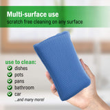 Miracle Microfiber Kitchen Sponge by Scrub-It - Non-Scratch Heavy Duty Dishwashing Cleaning sponges- Machine Washable - (Blue)