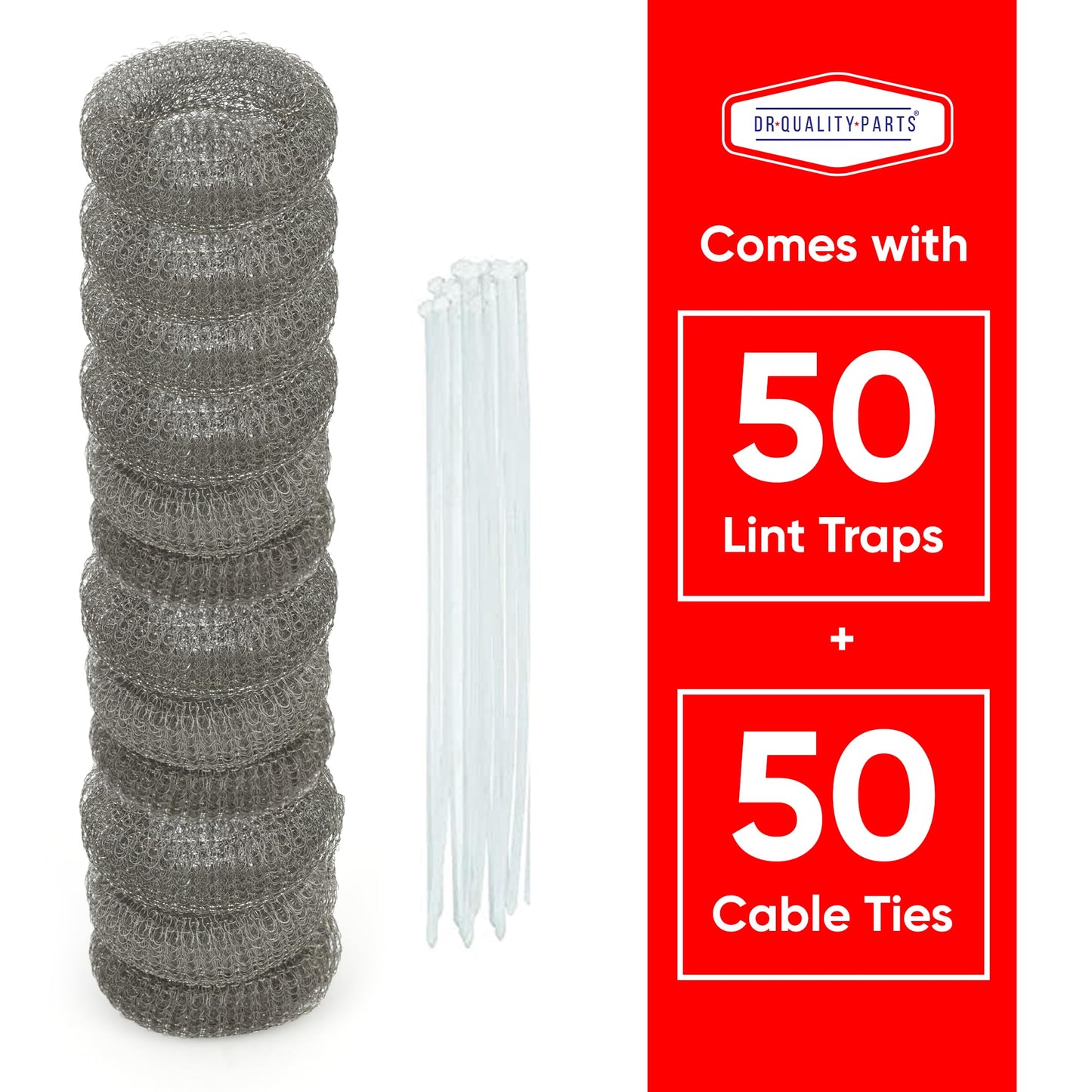 DR Quality Parts Washing Machine Lint Trap - Stainless Steel Hose Filter, Mesh Drain Catcher, Washer Sock Lint Remover, Rust-Free Snare Laundry Filter
