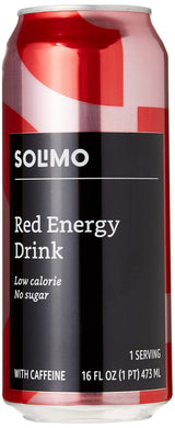 Amazon Brand - Solimo Red Energy Drink, Sugar-Free, Vegan, Low-Calorie, 16 fl oz (Pack of 12)