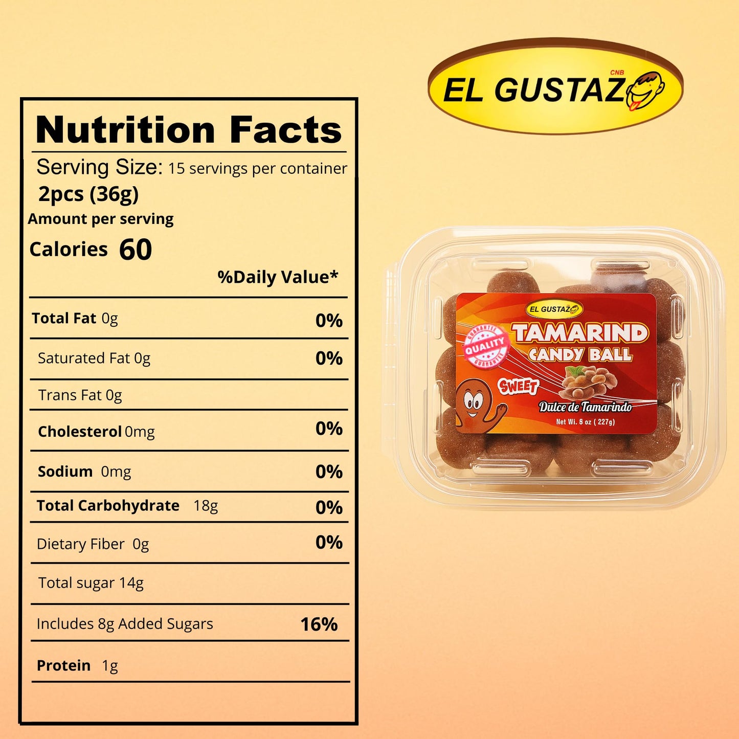 El Gustazo Tamarind Balls Candy, Dulce de Tamarindo Natural, Sweet & Tangy Flavor, 8 oz Pack