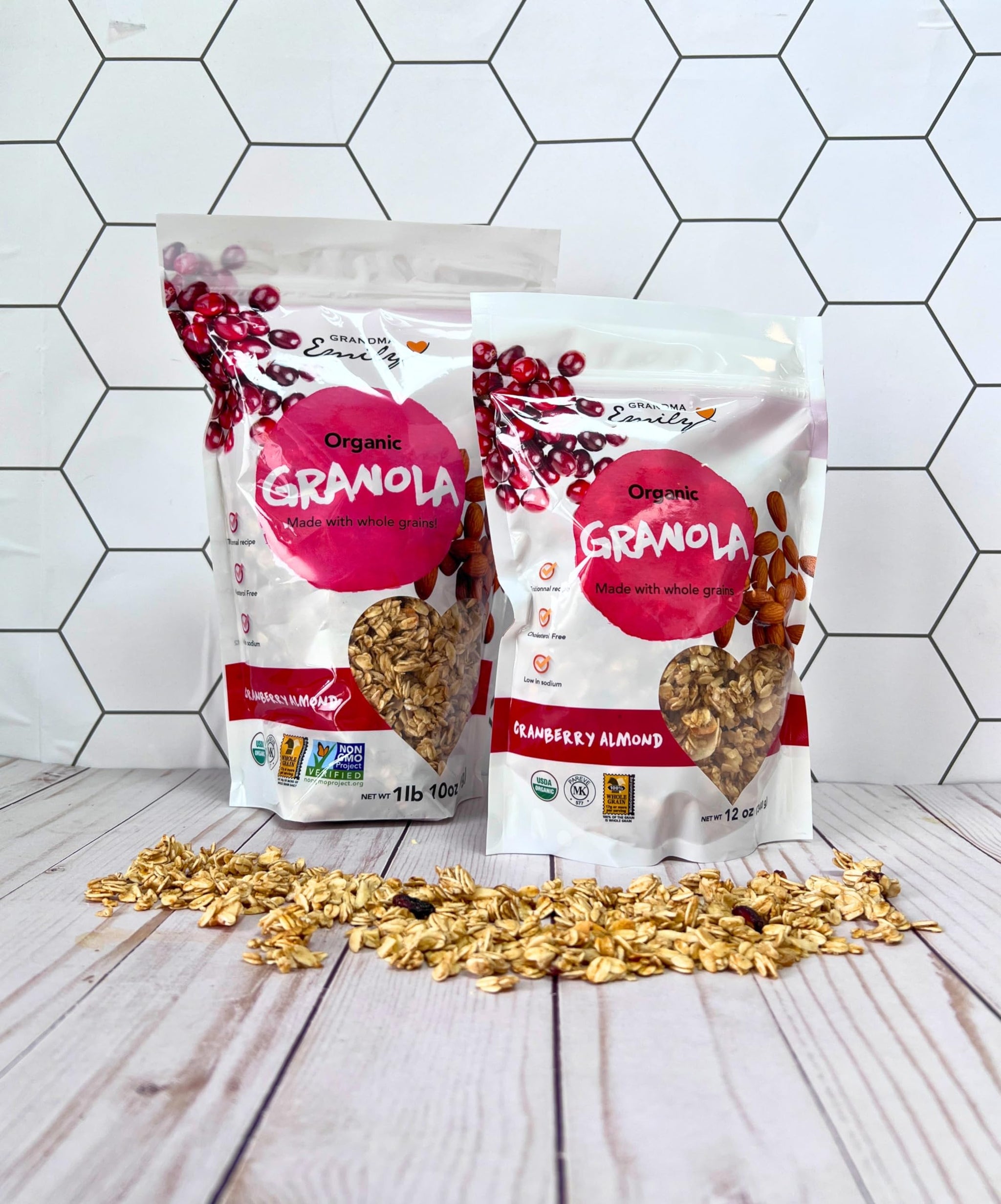 Grandma Emily Organic Cranberry Almond Granola Cereal Vegan with Almonds, Cranberries and Oat, 1lb 10oz