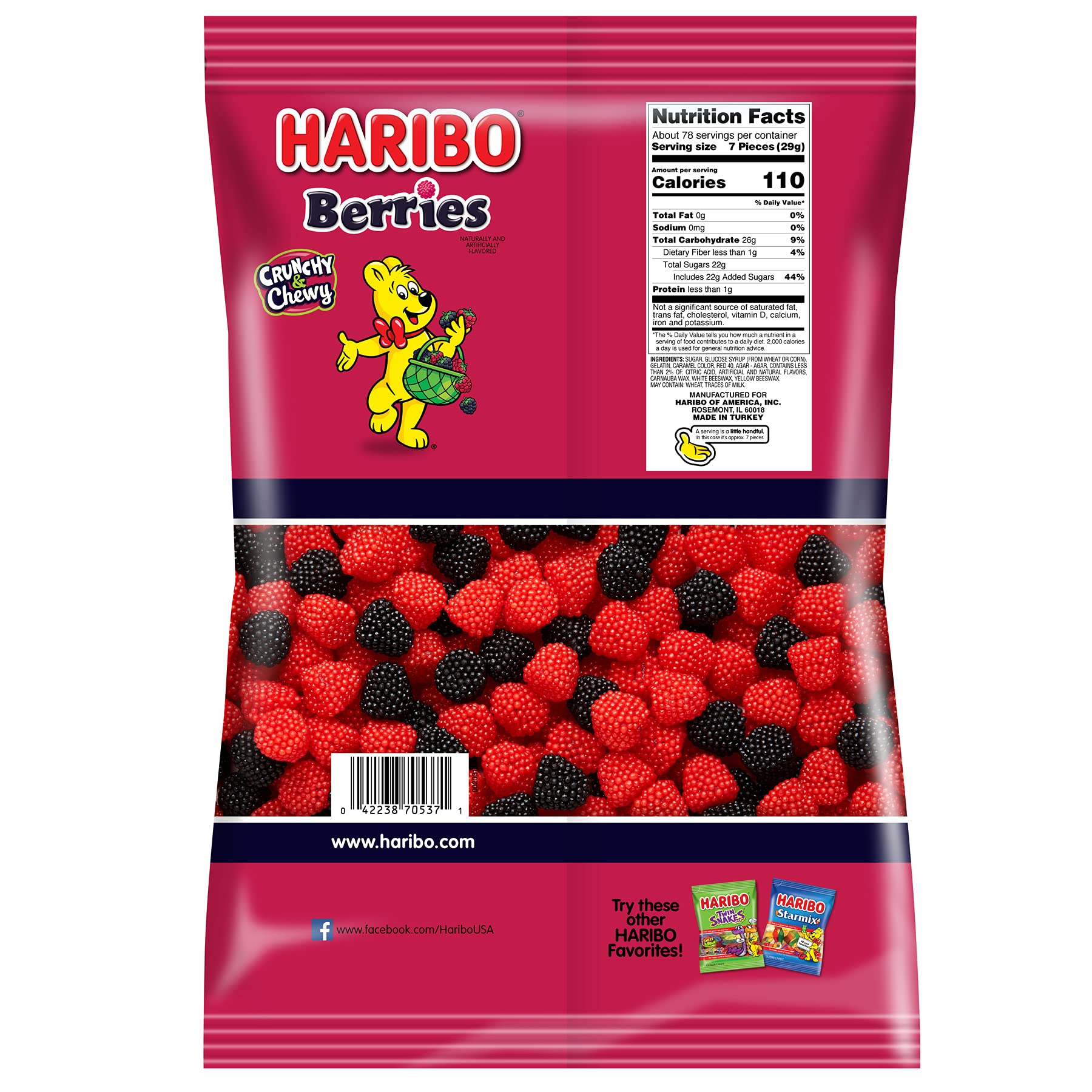 HARIBO Gummi Candy, Berries, 5 lb. Bag