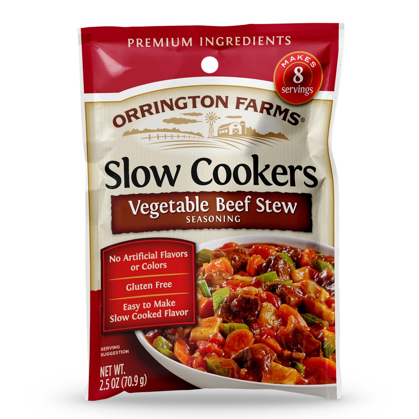Orrington Farms Slow Cookers Seasoning, Vegetable Beef Stew, 2.5 oz Packet (Pack of 12)
